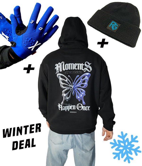 pullover mit handschuh Winter-Bundle: Hoodie, Handschuhe, Beanie – RideGang
