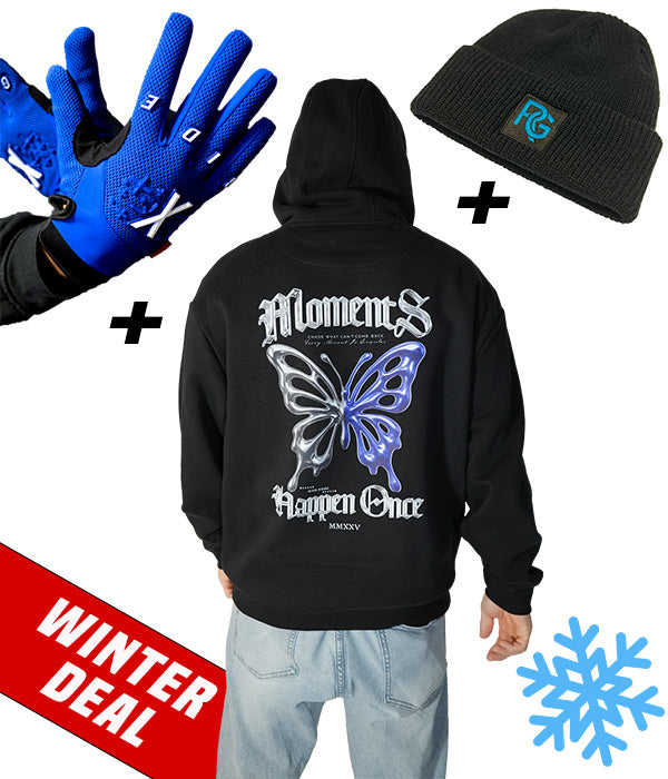 pullover mit integrierten handschuhen Winter-Bundle: Hoodie, Handschuhe, Beanie – RideGang Gas Frostfoam Kältehandschuh – Für Farbe:Grey Shark